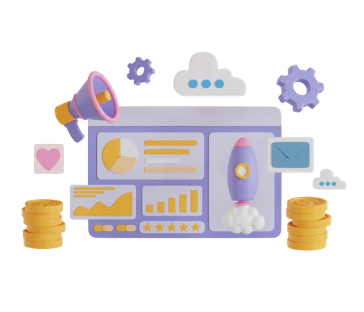 Business Marketing Dashboard  3D Illustration