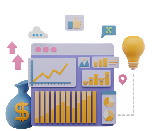 Business Marketing Dashboard  3D Illustration