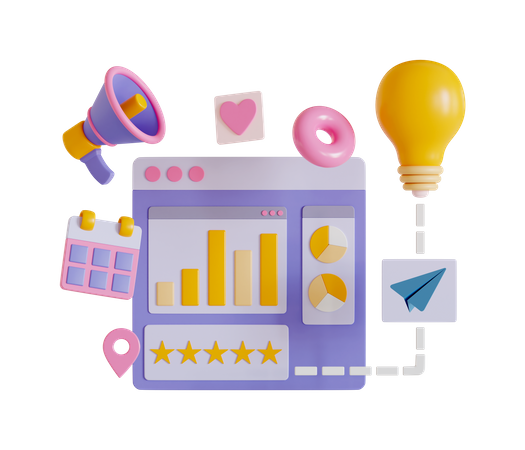 Business Marketing Dashboard  3D Illustration