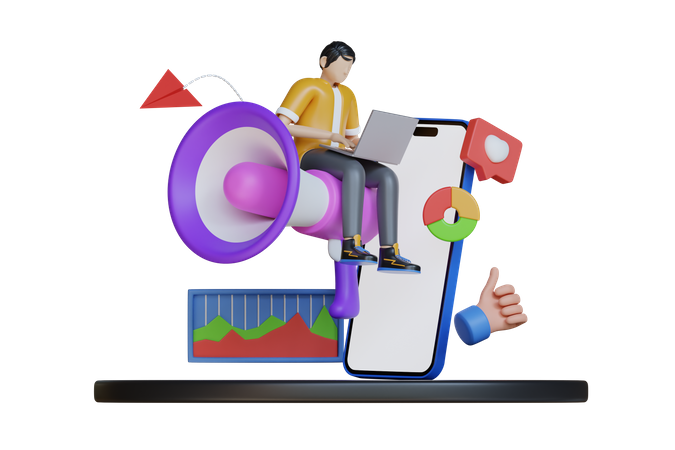 Business marketing management  3D Illustration
