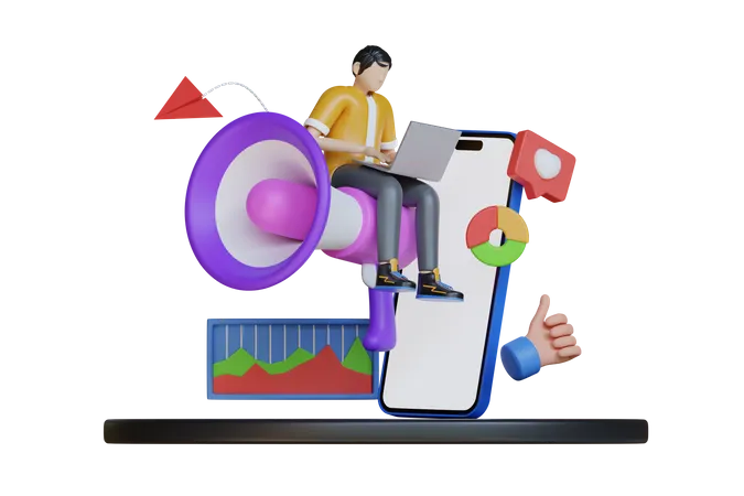 Business marketing management  3D Illustration