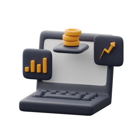 Business on laptop  3D Icon