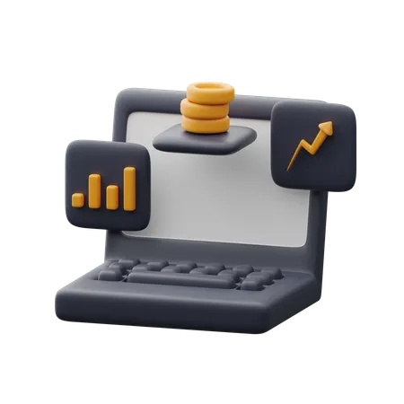 Business on laptop  3D Icon