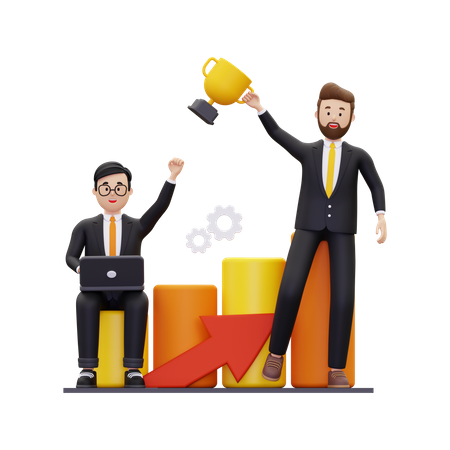 Business partner achieving success together  3D Icon