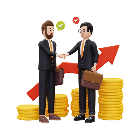 Business partner shaking hands for growth  3D Illustration