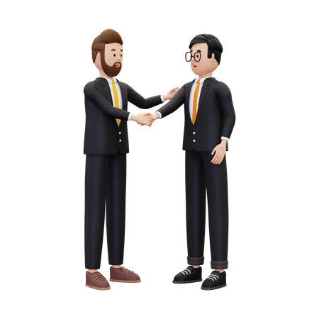 Business partners do handshake  3D Illustration