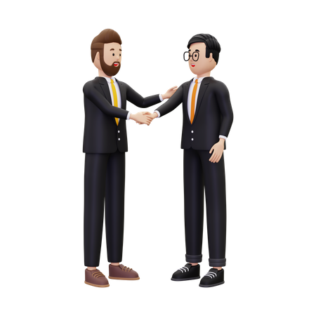 Business partners do handshake 3D Illustration