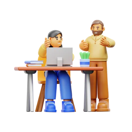 Business partners have a discussion  3D Illustration