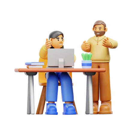 Business partners have a discussion 3D Illustration