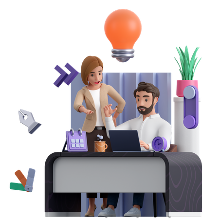 Business people discussing business idea  3D Illustration