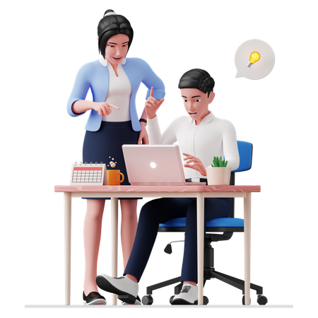 Business people discussing business idea 3D Illustration