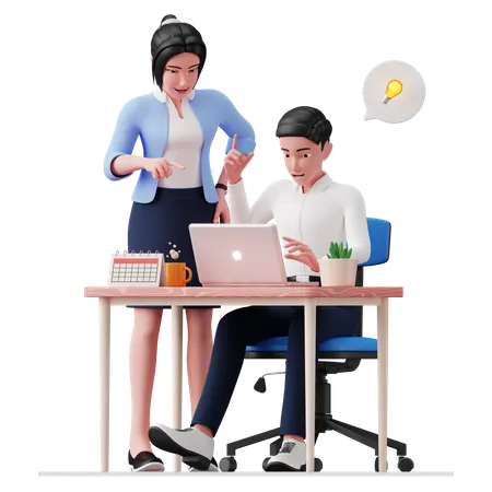 Business people discussing business idea 3D Illustration