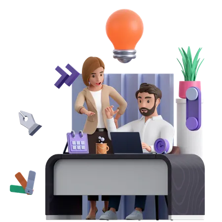 Business people discussing business idea  3D Illustration