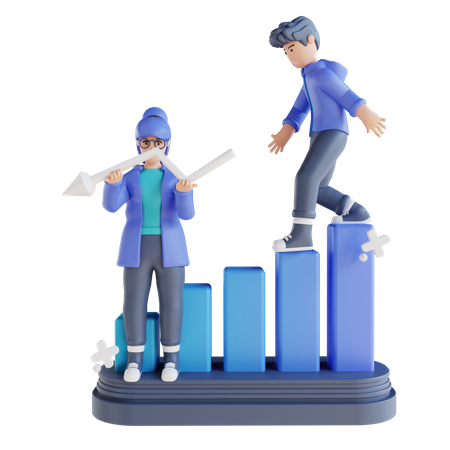 Business people doing analysis  3D Icon