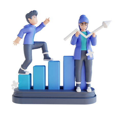 Business people doing analysis growth  3D Icon