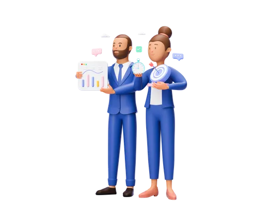 Business people doing business analytics 3D Illustration