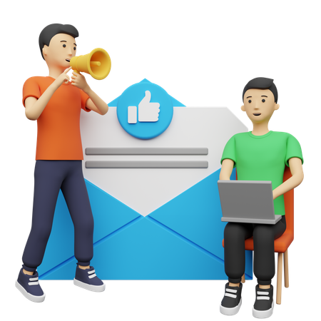 Business people doing Email Marketing  3D Illustration