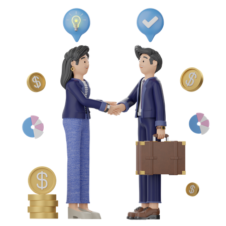 Business people doing financial deal  3D Icon