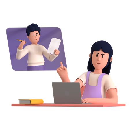 Business People Doing Online Meeting  3D Illustration