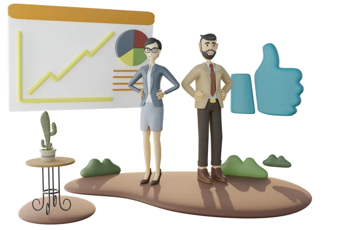 Business people giving analysis growth presentation 3D Illustration