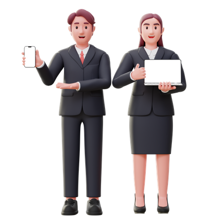 Business people with smart device 3D Illustration
