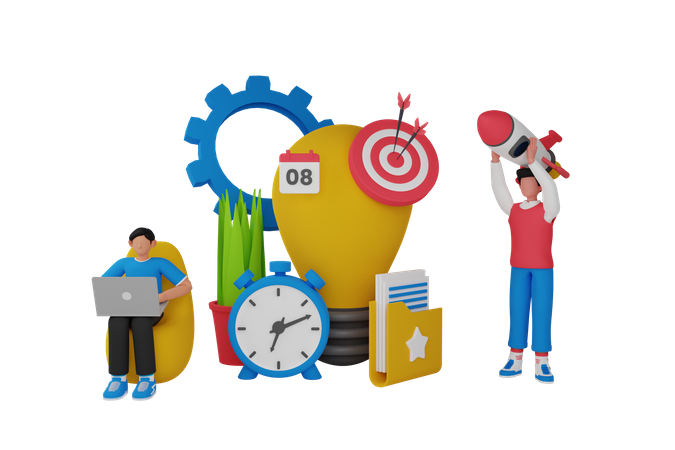 Business people working on startup  3D Icon
