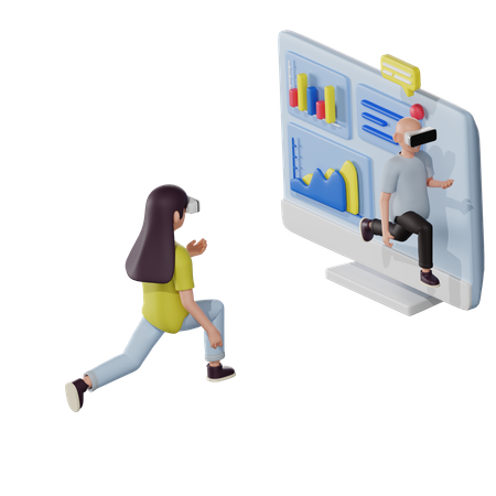 Business people working using metaverse  3D Illustration