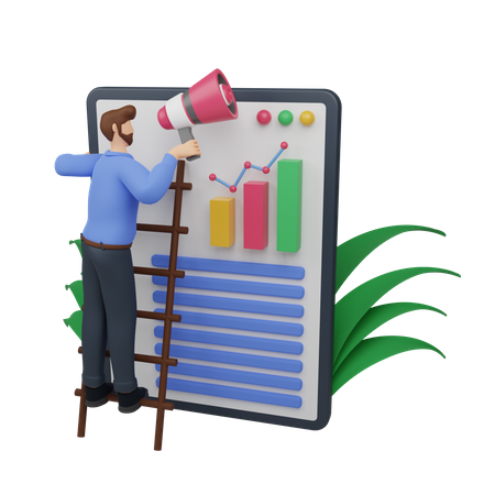 Business performance analysis with graphs  3D Illustration