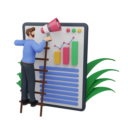 Business performance analysis with graphs  3D Illustration