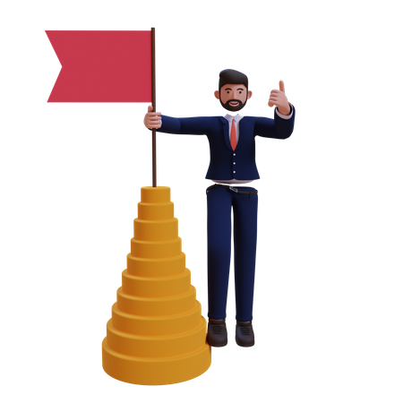 Business person achieving milestone  3D Icon