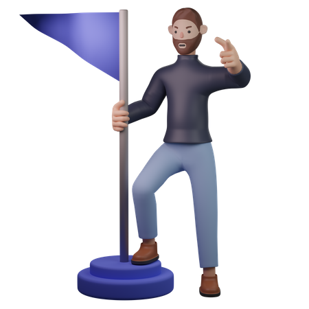 Business person achieving milestone  3D Icon
