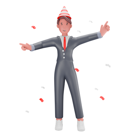 Business person celebrating success  3D Icon
