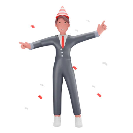 Business person celebrating success  3D Illustration
