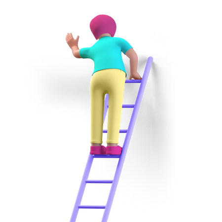 Business person climbing success stairs  3D Illustration