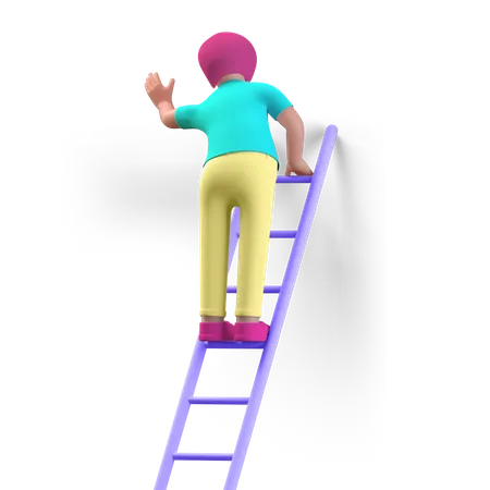 Business person climbing success stairs  3D Illustration