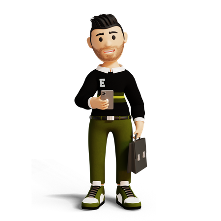 Business person going to office while chatting on phone  3D Icon