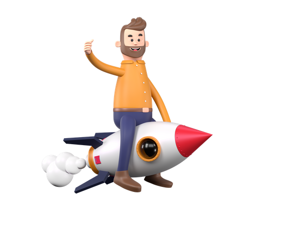 Business person launching startup 3D Illustration