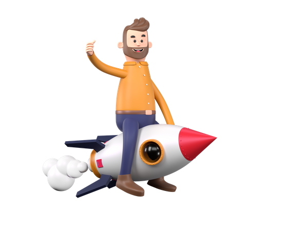 Business person launching startup  3D Illustration