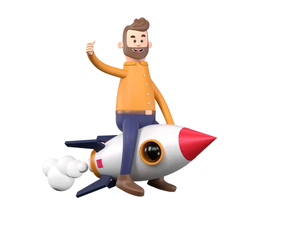 Business person launching startup  3D Illustration