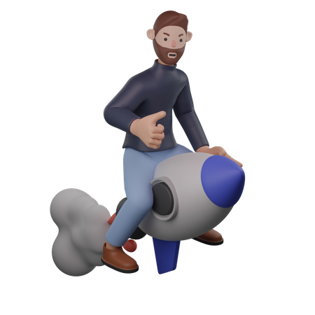 Business person launching startup  3D Illustration