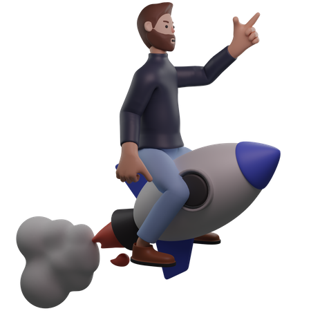 Business person launching startup 3D Illustration