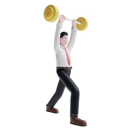 Business person lifting weight  3D Illustration