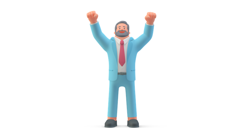 Business person raising both hands  3D Icon