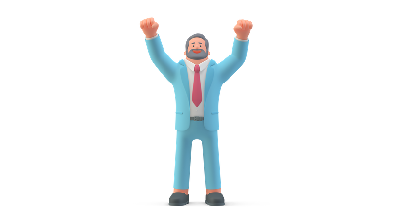 Business person raising both hands  3D Illustration