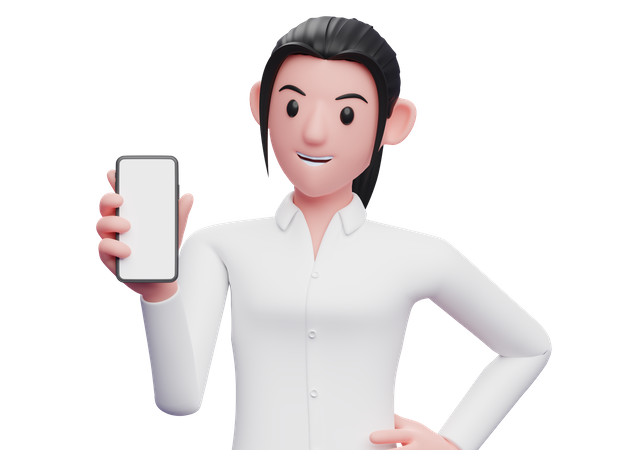 Business person showing blank phone screen  3D Illustration