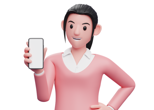 Business person showing blank phone screen  3D Illustration