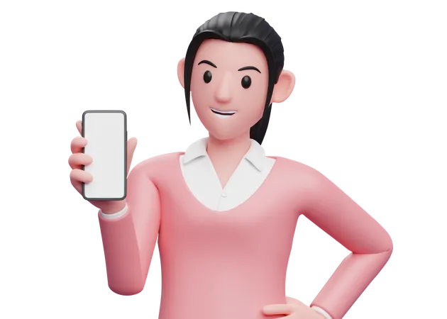 Business person showing blank phone screen  3D Illustration