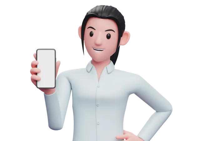 Business person showing blank phone screen  3D Illustration