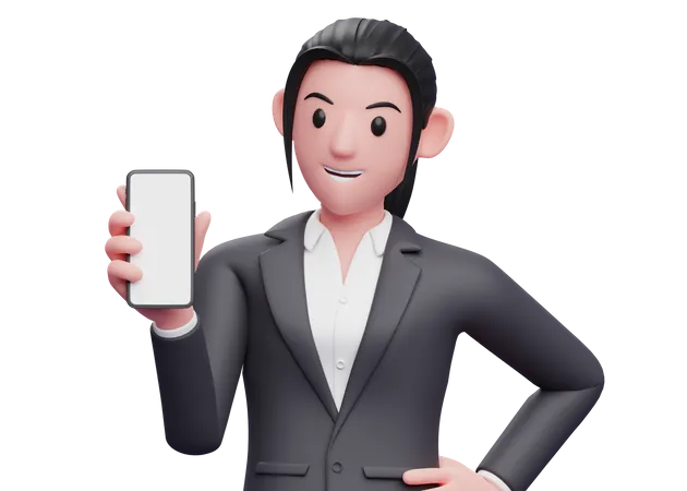 Business person showing blank phone screen  3D Illustration