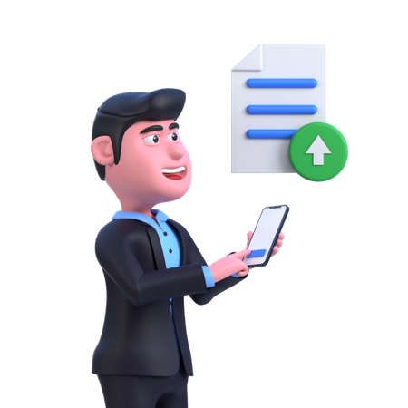 Business person Uploading Document  3D Icon